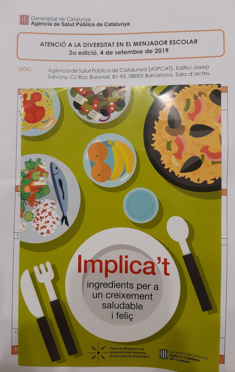 Avui participem a les jornades #PREME sobre la diversitat en el menjador escolar. #sempreaprenent <a href="/catsalut/">Catsalut</a>