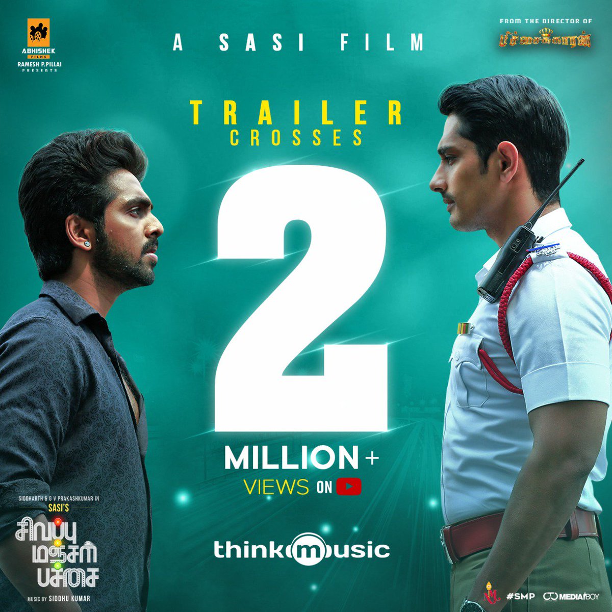 RinkuGupta2012's tweet photo. The TerifficTrailer of #SivappuManjalPachai has crossed 2M plus views.
#SMPTrailer2MViews
https://t.co/hVo5Ww91Jt
From the dir of PICHAIKKARAN
#Sasi
@Actor_Siddharth @gvprakash @Music_Siddhu @Sanlokesh @FilmsAbhishek @prasannadop @thinkmusicindia https://t.co/6pE078zBKk