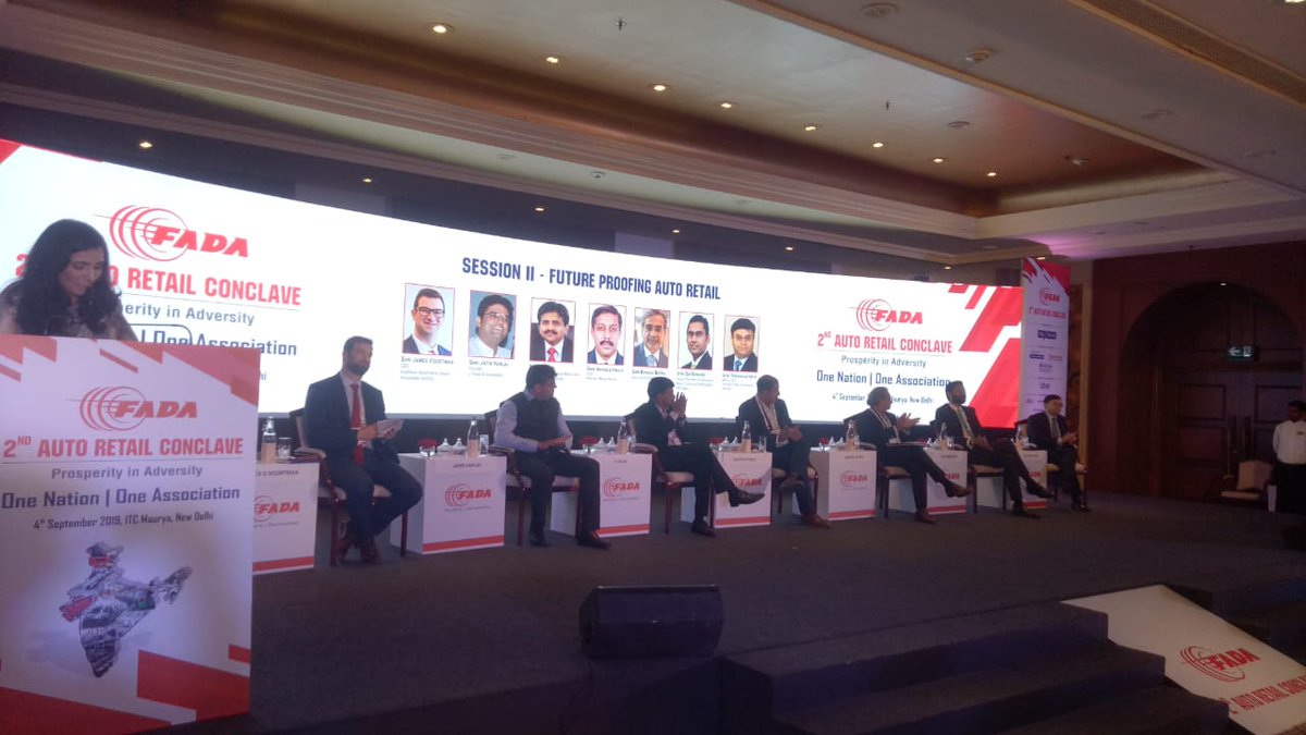 FADA_India's tweet photo. #AutoRetailConclave
Session II - Future Proofing Auto Retail
Panellists: @AADA_CEO James Voortman; @Jatin_Harjai; N Raja of @Toyota_India ; Naveen Philip of Popular Mega; Sai Girdhar of @YESBANK ; Satyakam Arya of @DaimlerTruckBus; &amp; Rakesh Batra; Auto Industry Expert (Moderator) https://t.co/qe2EPfL9md
