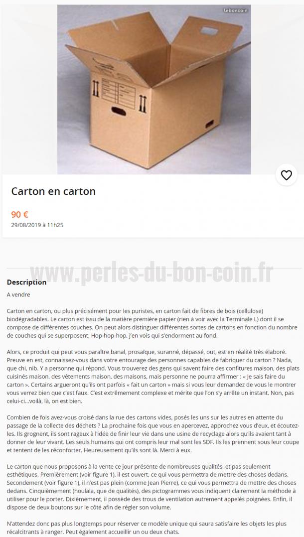 Perles du Bon Coin on Twitter "Carton en carton ?!? https//t.co/5tKmPQmNeU…