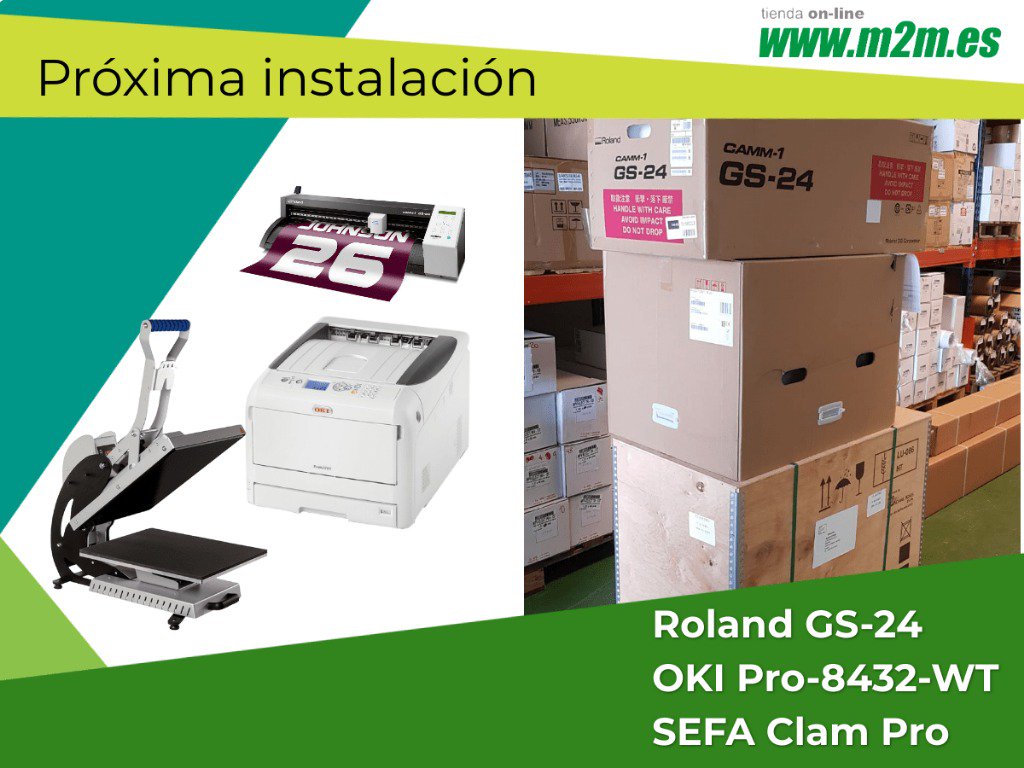 M2MSistemas's tweet photo. Que no, que no estamos de vacaciones. Nuestros clientes tampoco.
Instalación @Rolanddgi Camm GS-24 + OKI Pro-8432-WT Toner blanco y Plancha SEFA Clam Pro.
#personalizacion #plotters #plotterroland #transferlaser #vinilotextil #impresoralaser https://t.co/4raJmNuOp1