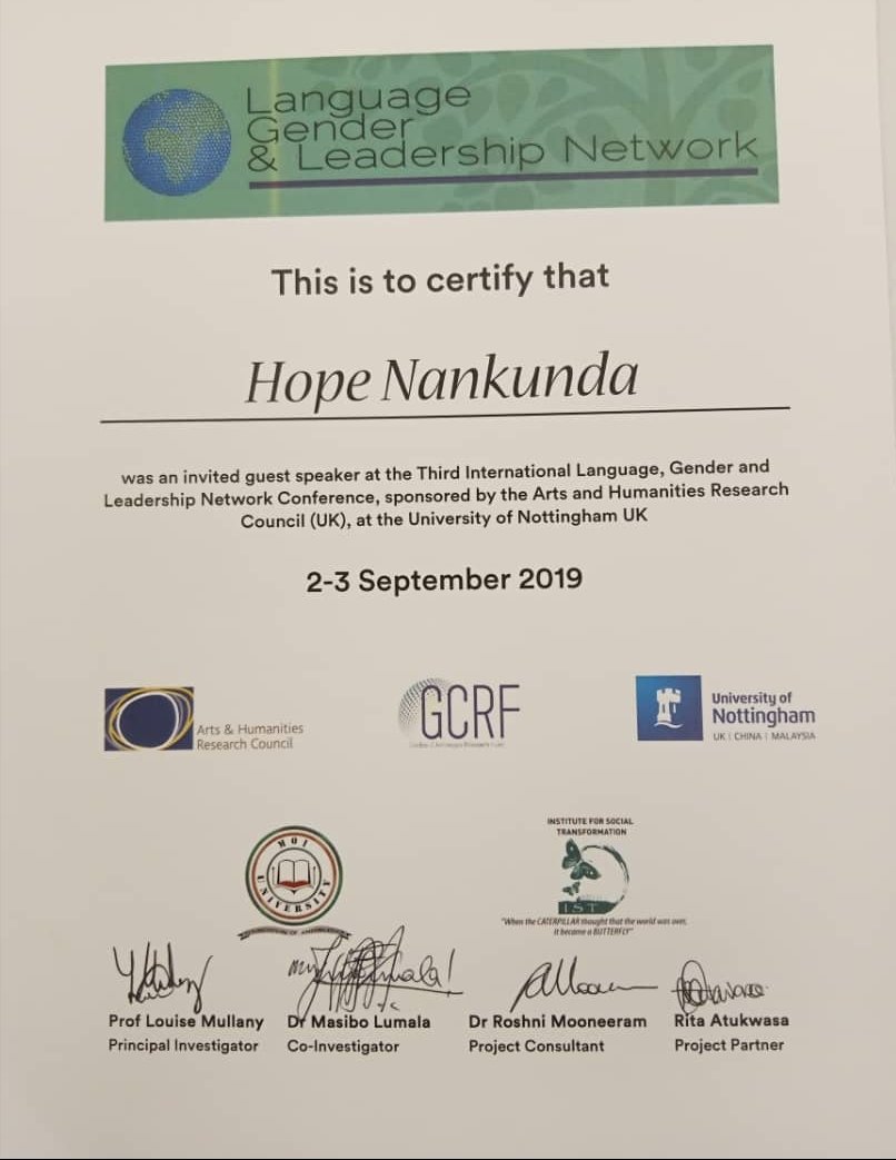 nankunda20's tweet photo. Being one of the Guest Speakers at the Third International Language Gender and Leadership Network Conference at @UniofNottingham was such a great honor. Sharing about my work with Vulnerable communities in Uganda. #GenderLead #Endchildmarriage @GNBU19 https://t.co/g9FK35qdxf