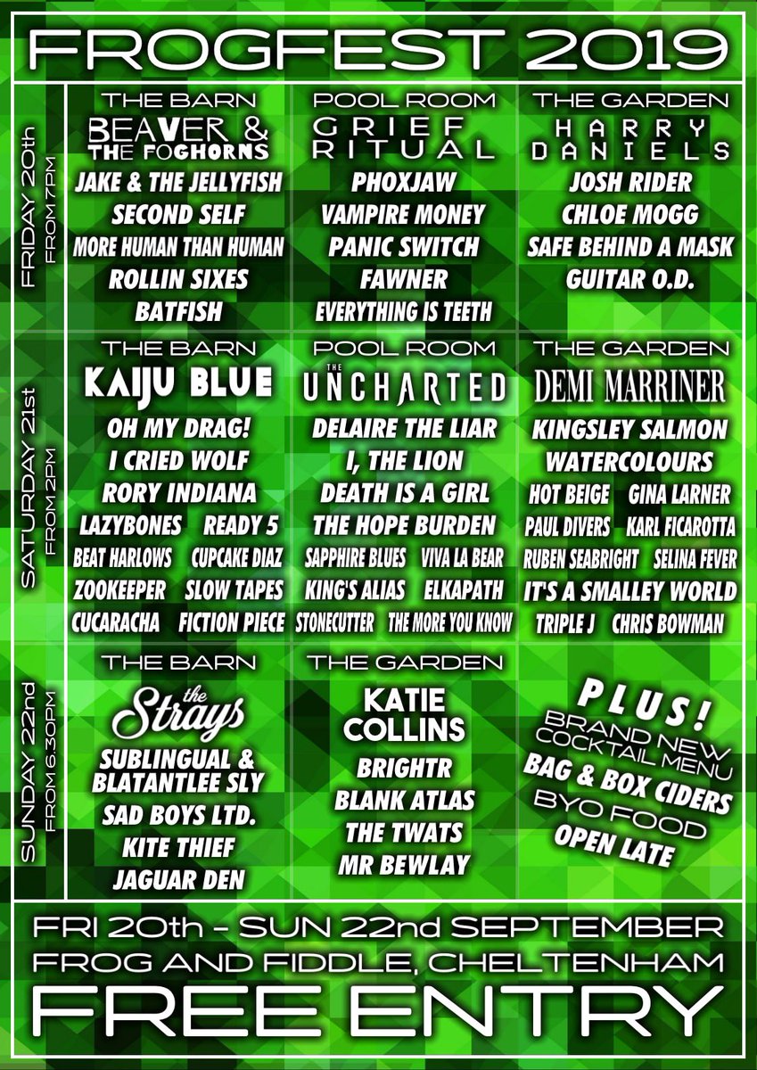 THE UNCHARTED (@theuncharteduk) on Twitter photo THE UNCHARTED X FROGFEST 2019
JUST IN.
We will be headlining the Saturday of FROGFEST 2019 at Cheltenham's Frog and Fiddle.
Event page: facebook.com/events/1247686…
🤘🖤 THE UNCHARTED X FROGFEST 2019
JUST IN.
We will be headlining the Saturday of FROGFEST 2019 at Cheltenham's Frog and Fiddle.
Event page: facebook.com/events/1247686…
🤘🖤