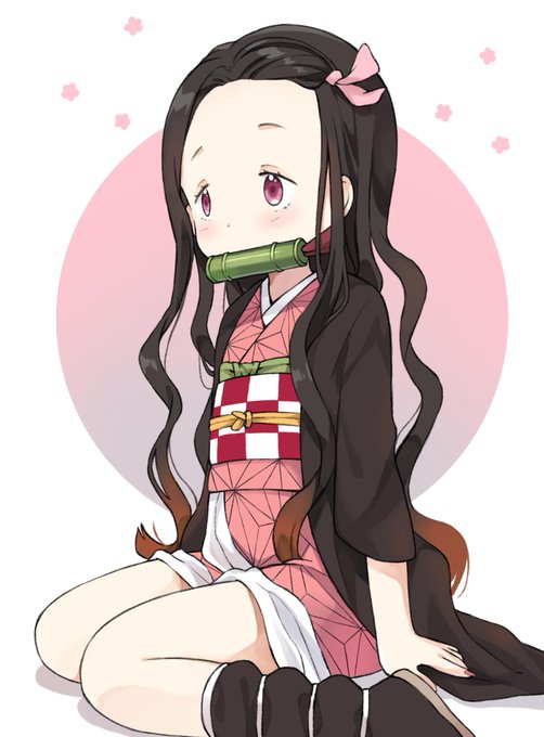 なのこさんがTwitterに投稿した竈門禰豆子(鬼滅の刃)のイラスト。