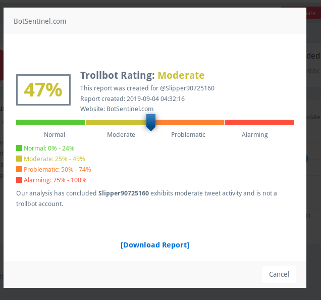 GwaithBall's tweet image. 47% according to BotSentinel. That&apos;s high. 

#BrexitBot #BrexitBots