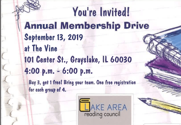 LARC’s Annual Membership Drive 9/13/19 lakeareareadingcouncil.wordpress.com/2019/09/04/lar…