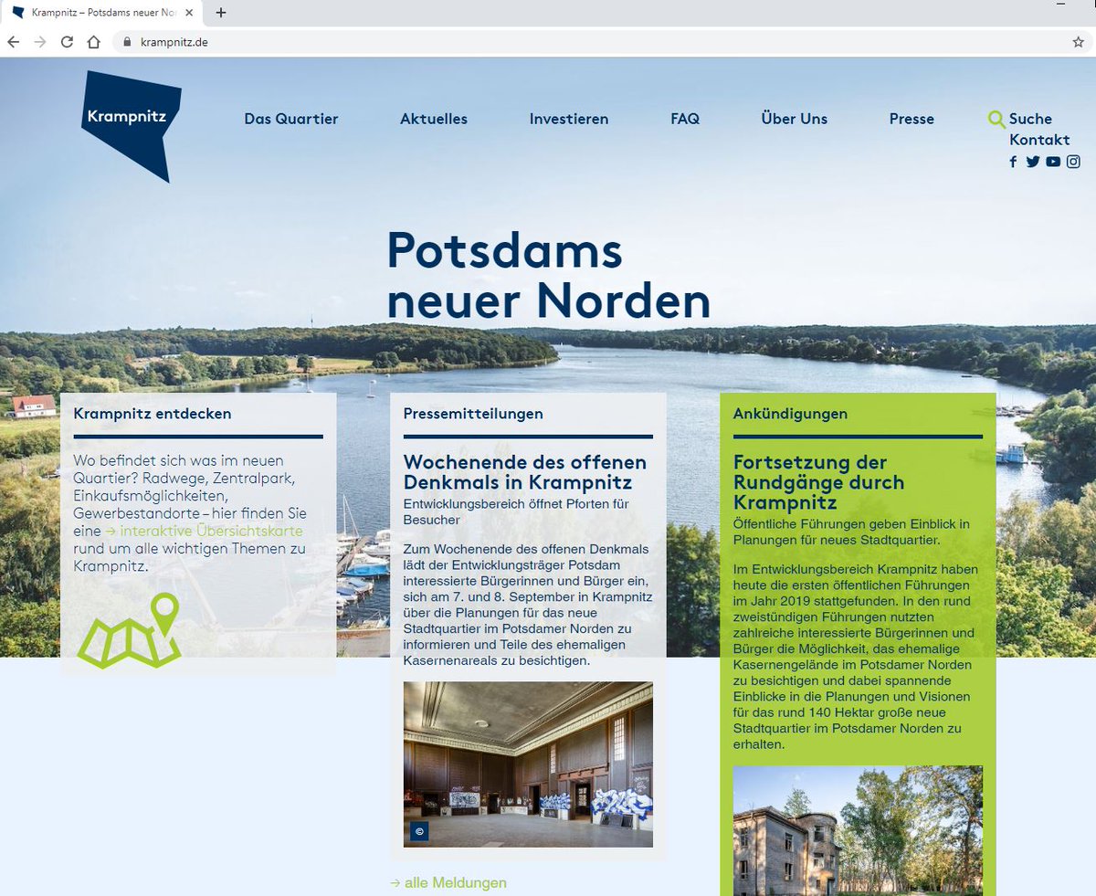 krampnitz.de ist ab heute online! Hier gibt's alle Infos zum neuen Stadtquartier im Potsdamer Norden sowie zu Planungen und Veranstaltungen. Vorbeischauen lohnt sich - viel Spaß beim Lesen.