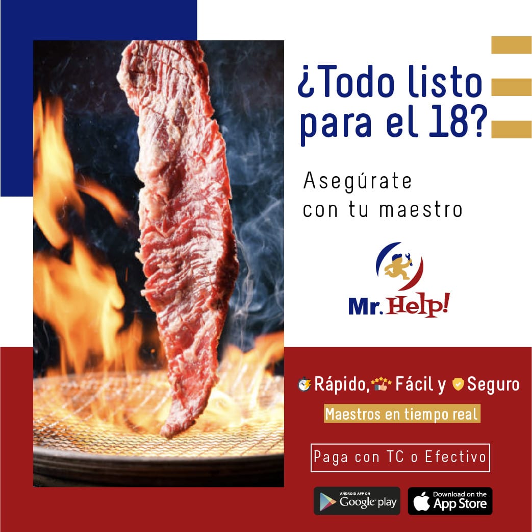 appMrHelp's tweet photo. ¡Se viene el 18! Que no te pille con un problema técnico para ese asado que planeas, usa hoy la aplicación #MrHelp y ten acceso a un mundo de soluciones. ¡PRUÉBALA HOY! @Emol @latercera @CNNChile @lacuarta @La_Segunda @PublimetroChile @EFEnoticias @biobio @Mega https://t.co/AIbArL5k3Z