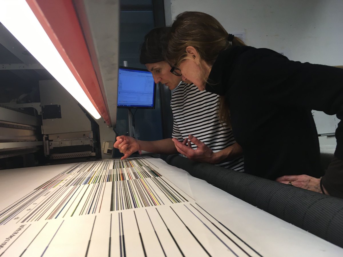 Arthur_Ross's tweet image. Check out this shot of Laurel McSherry in Glasgow printing her piece that is now on view in #abookofdays. Join us today at noon for 12@12 as William Whitaker, Curator and Collections Manager of the Architectural Archives, discusses this amazing piece in 12 minutes flat!