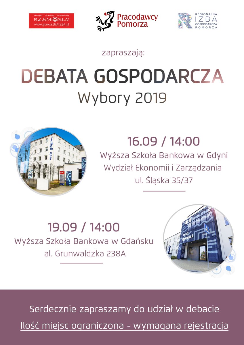 DEBATA GOSPODARCZA - WYBORY 2019:

Informacje i zapisy: pracodawcypomorza.pl/exnt/impreza/9… oraz pracodawcypomorza.pl/exnt/impreza/9…
