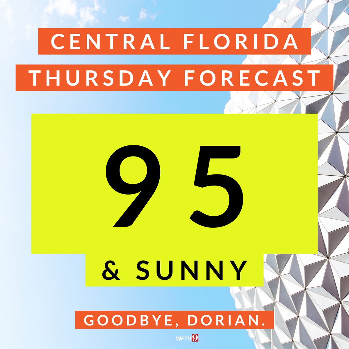 Back to Florida! Goodbye, Dorian. Thursday's forecast... ☀️🌴