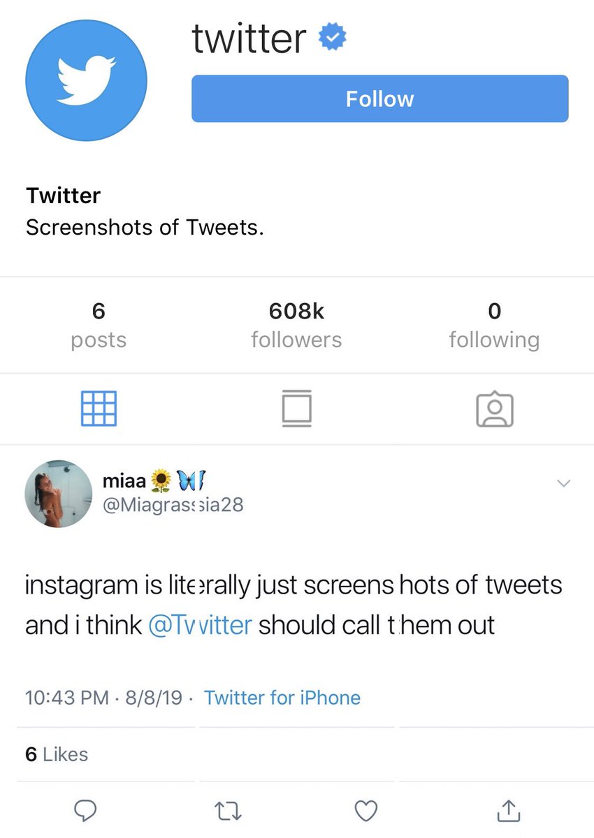 Michael Sheetz Twitter Posted Six Photos To Its Verified Instagram Account Which Together Make Up A Screenshot Of A Tweet Saying Instagram Is Literally Just Screenshots Of Tweets And I