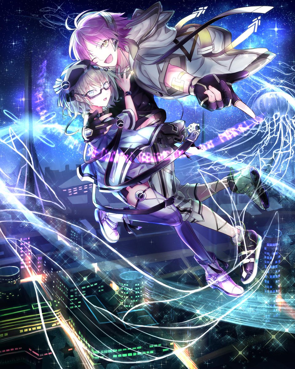 N Mio イラスト オリジナル 創作 男女 星空 星と海 N Mio イラスト オリジナル 創作 男女 星空 星と海