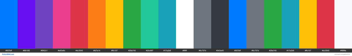 bs4/all-colors-palette #007bff, #6610f2, #6f42c1, #e83e8c, #dc3545, # ...