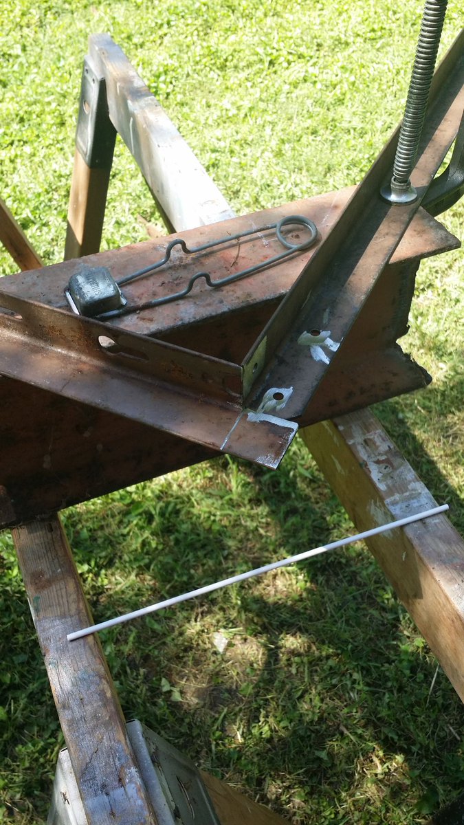 Finally back to action today!Floor where furnace mounts is now reinforced from damage caused by impropper mounting of previous unitIron reinforcement brazed together for perimeter of opening in prep for reducing opening to accept the modern unit--& yes I am recycling material.