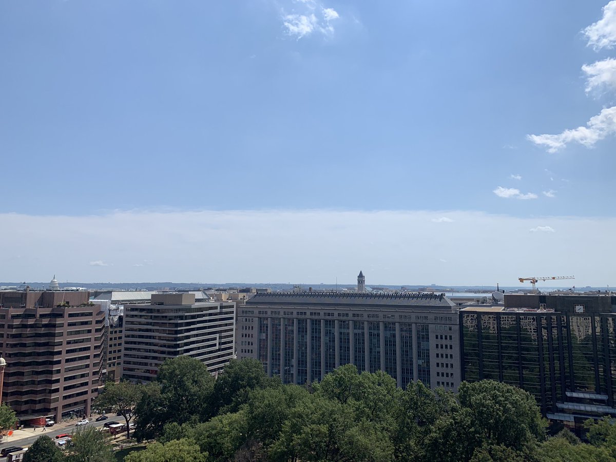 MatthewCappucci's tweet photo. Are you in D.C. or the DMV? If you are, you can actually see Dorian. That big sheet of cloud cover to the south is the leading edge of Dorian’s upper-level outflow, the “exhaust” of the storm, even though the center is 600 miles away! @capitalweather https://t.co/v7CcivCd5d