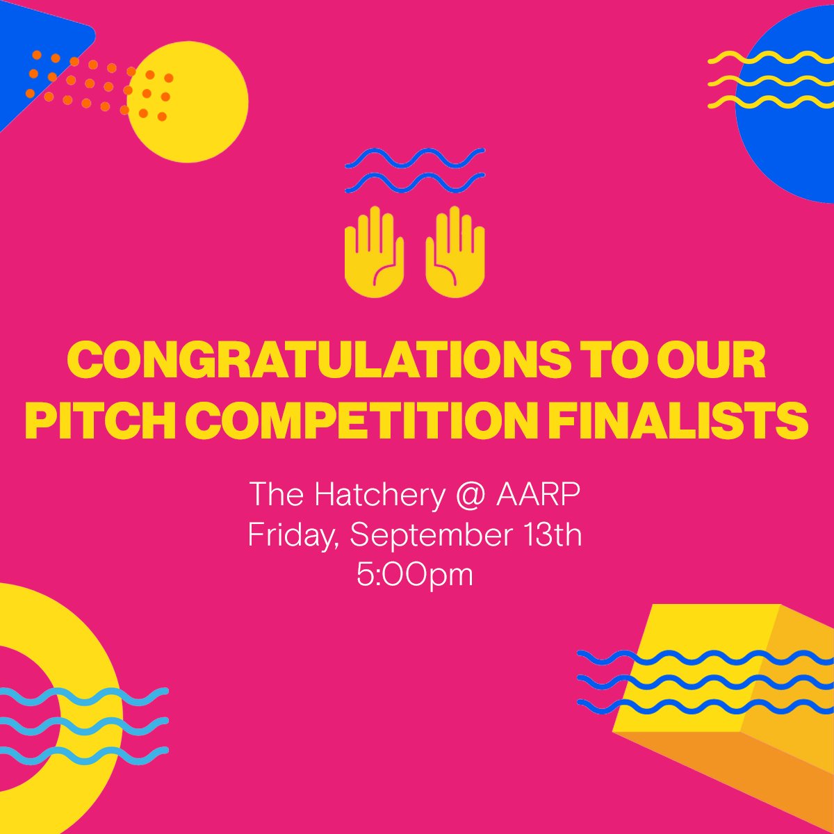DCstartupweek's tweet photo. Congratulations to this year's pitch competition finalists! Join us to hear 5 DMV Founders pitch to win $1,000 and in-kind prizes next Friday 9/13 at 5pm at The Hatchery, @AARPiLabs. https://t.co/sd4ButcEq5

@_PleaseAssistMe 
@KoinStreet 
@mullylingua 
CoTripper 
Tabitha https://t.co/fzNdBcHA3u