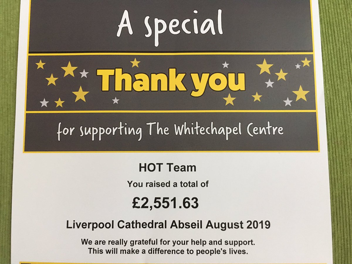 KatyWafer's tweet photo. SO proud of the HOT team who have raised an incredible amount of money for the Whitechapel Centre! This money can seriously change lives! Thanks to all who took part, supported and donated. You’re amazing!  @danni1712 @sgibbons_ @Mersey_Care @donarobbo @WhitechapelLiv @RayClucas1 https://t.co/PnDRvq3ftz