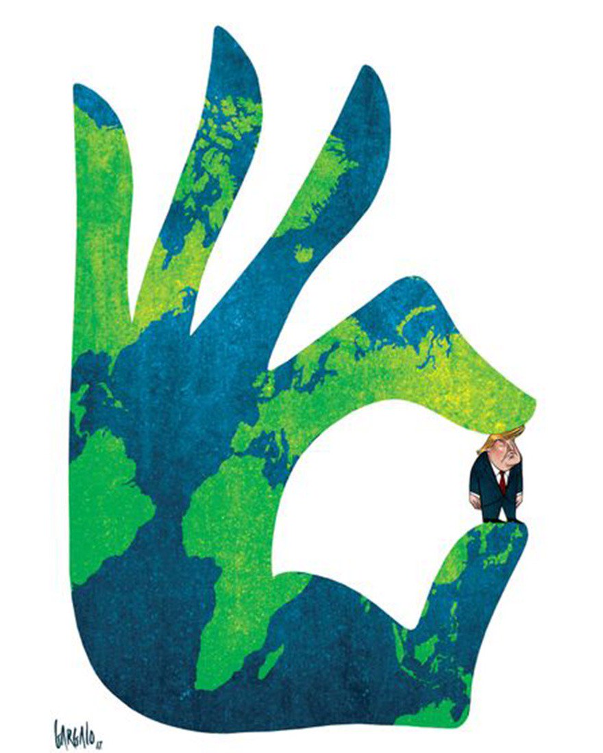 moneyforchange_'s tweet image. Isn't the world bigger than #Trump? We must protect it! 

The U. S. must stop boosting oil, coal, and gas that are destroying our planet, our present, and our future. Join us to #EndOil ✊&amp;gt;&amp;gt; act.gp/2PBD8tB

🎨 Vasco Gargalo - @cartoonmovement

#Art #ActOnClimate