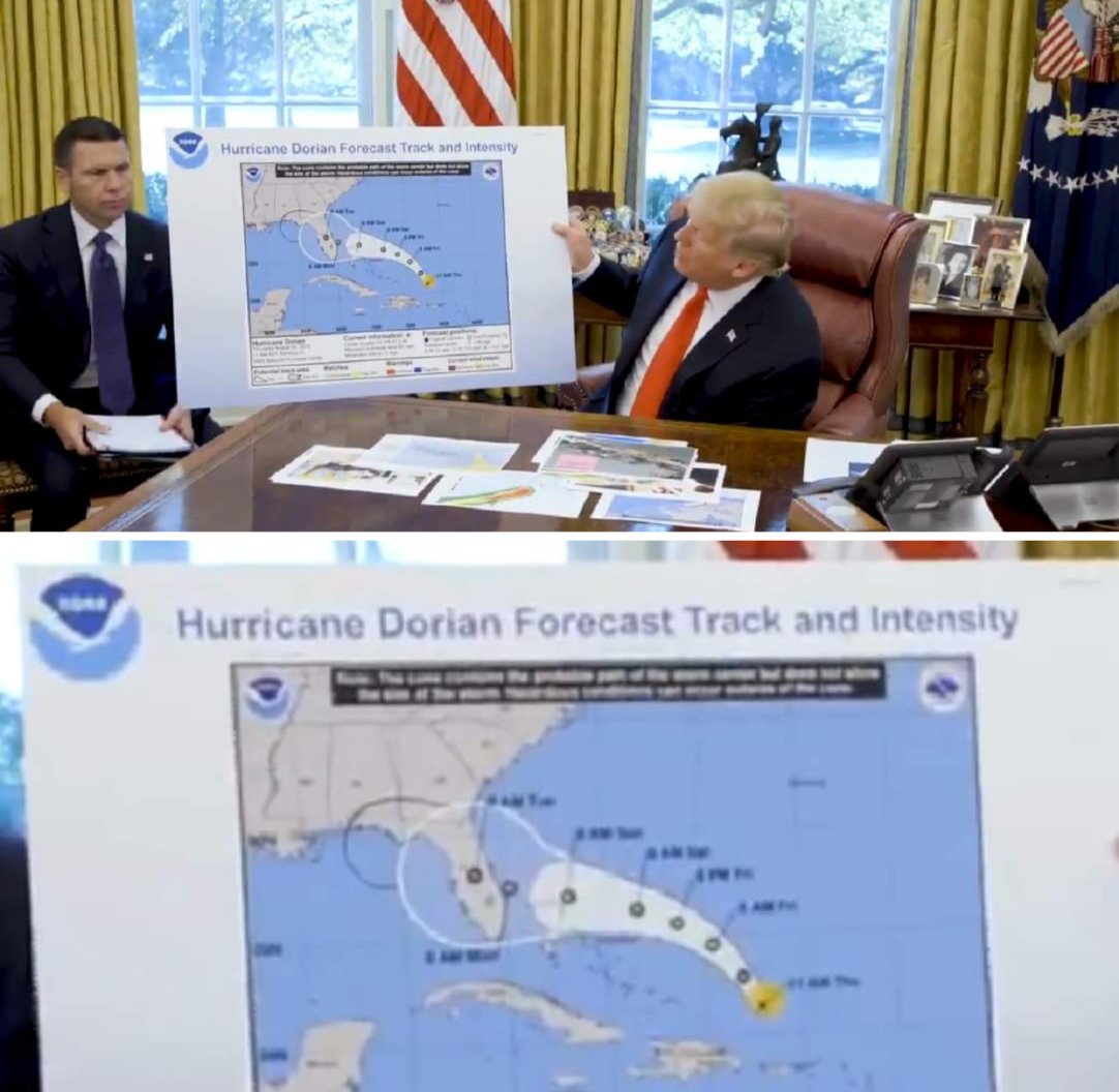It is a violation of federal law to falsify a National Weather Service forecast and pass it off as official, as President Trump did here.

18 U.S. Code § 2074: law.cornell.edu/uscode/text/18…