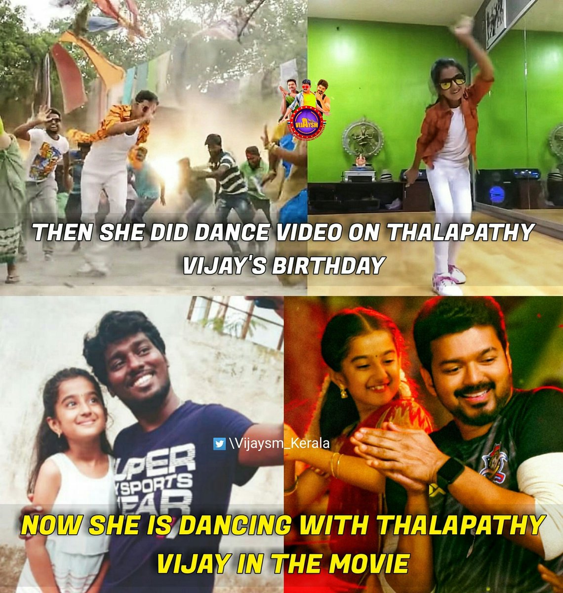 ashikdcruze's tweet photo. Then she did dance video on Vijay anna's Birthday. Now she is dancing with Vijay anna in the Movie. #Bigil
#Prajuna 👌 @Atlee_dir 👏 @Actorvijay ♥️ https://t.co/jNfOSxZgQK https://t.co/qwqJeB0OPo