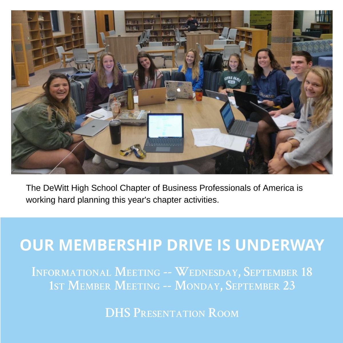 dewittbpa's tweet photo. Time to start thinking about joining BPA!  Membership drive is open. https://t.co/2ON9U6Bnsz