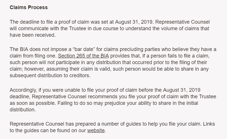 The deadline to file a #QuadrigaCX proof of claim was Aug 31, 2019. If you've not filed, you need to ASAP to participate in the initial distribution of funds

Helpful guides: millerthomson.com/en/quadrigacx

Claim form: documentcentre.eycan.com/eycm_library/Q…

EY email: quadriga.trustee@ca.ey.com