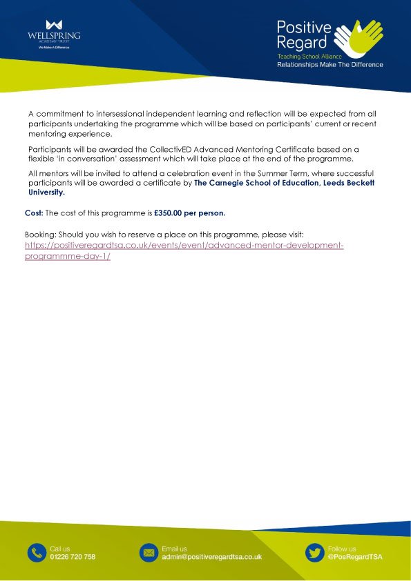 PosRegard's tweet image. We have decided to reduce the cost of the exciting Advanced Mentor Development Programme commencing this November to £200.00 per person! Don't miss out on this fantastic opportunity with @DrRLofthouse @rebecca_tickell @CollectivED1 @EducationLBU #ProfessionalDevelopment