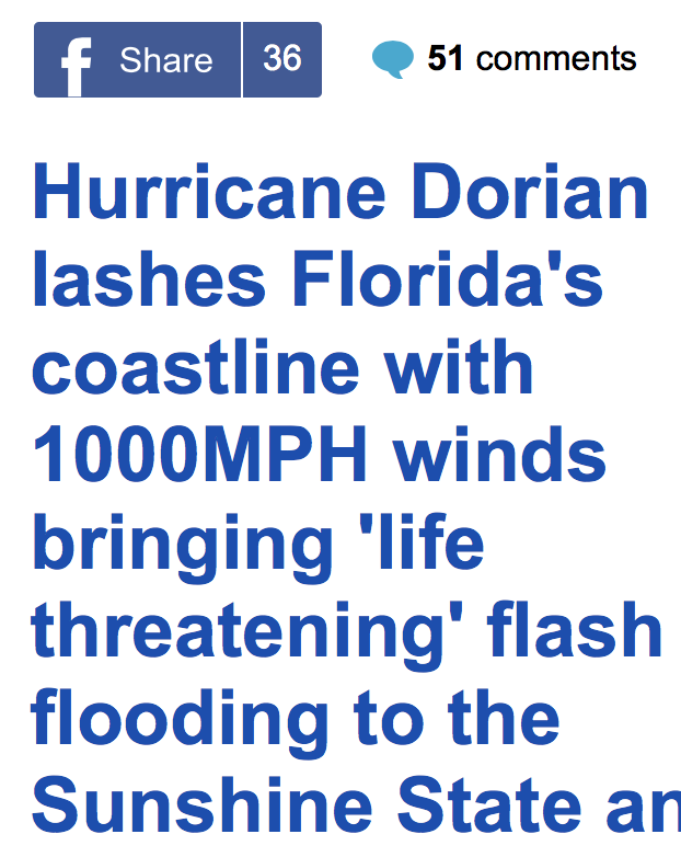 terrymeiners's tweet photo. Well...that escalated quickly! #Dorian2019 #nottheweather @DailyMail https://t.co/mCqWfQZyEA