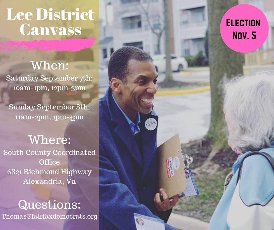 Join the team and I this weekend to canvass parts of Lee District in support of our local Democratic nominees, and all of our at-large Democratic candidates across Fairfax County. Sign up at the below link:
mobilize.us/fairfaxdems/ev…