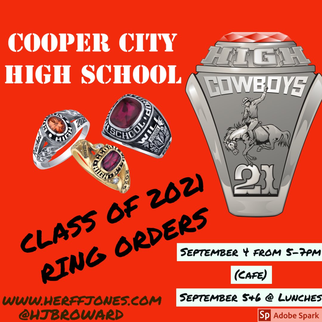 Attention all #juniors ! We will be on campus tonight from 5pm-7pm in the Media Center. Make sure to stop by and check out our rings and order yours today. #herffjones #classof2021 #classrings #tradition