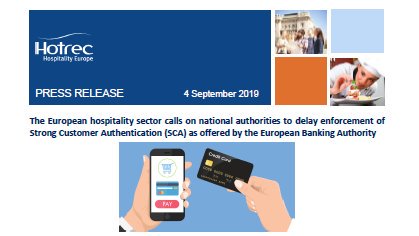 HOTREC_EUROPE's tweet image. #StrongCustomerAuthentication💳 To avoid major disruption on tourism market a pan-European delay on enforcement is needed. Read about what we ask to national authorities @EBA_News @EU_Finance 
bit.ly/2khQY5S