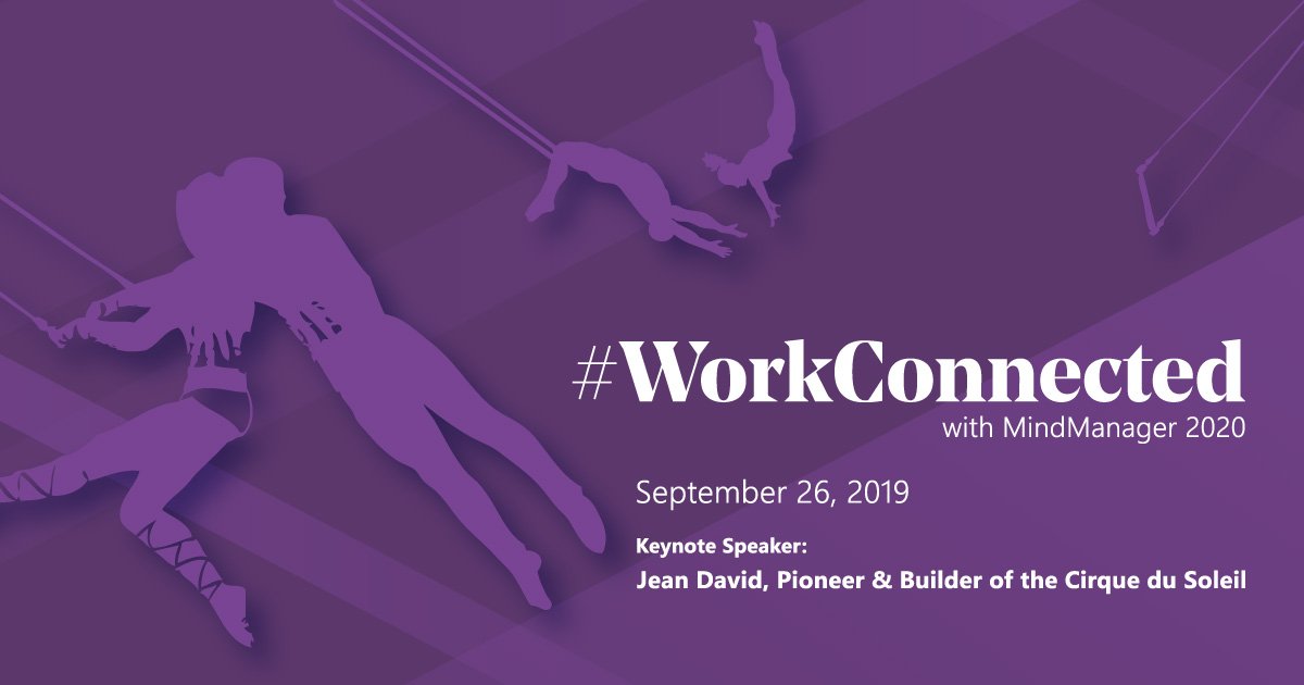 Mindjet's tweet image. Our #WorkConnected virtual event will feature Jean David (@monsieurchance), one of the visionaries behind @Cirque. Hear how visualization played a role in the success of the world’s largest theatrical company! Register now. corl.co/2N76Wvp