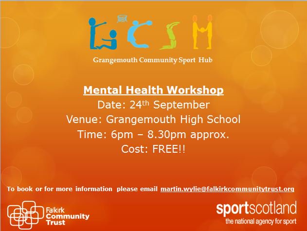 Falkirk Community Sport Hubs (@martin_csh) on Twitter photo CPD Newsflash!!
Through partnership working with <a href="/CentralGirlsFA/">Central Girls FA</a> Grangemouth Community Sport Hub will be running a Mental Health Workshop for club coaches and community volunteers for FREE!!! If you would like to book please get in touch using the email address in the poster. CPD Newsflash!!
Through partnership working with <a href="/CentralGirlsFA/">Central Girls FA</a> Grangemouth Community Sport Hub will be running a Mental Health Workshop for club coaches and community volunteers for FREE!!! If you would like to book please get in touch using the email address in the poster.