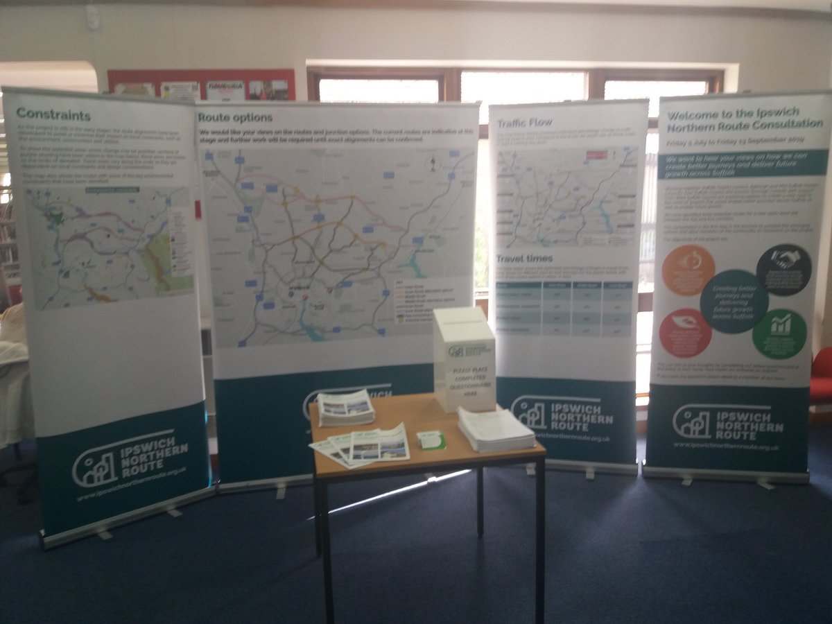 The consultation materials are now at Stowmarket Library until the end of the week. Please make sure you have your say on this consultation before the 13 September. ipswichnorthernroute.org.uk/have-your-say/… #IpswichNorthernRoute