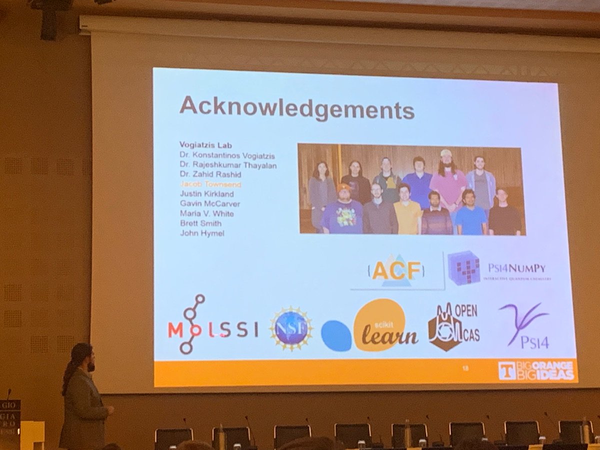 Psi4 and Psi4NumPy spotted in the wild for data driven wavefunction methods at the EuChemS Computational &amp; Theoretical Chemistry Conference by @JonesGrier!

#compchem