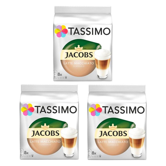 3x Tassimo Jacobs Cafe Au Lait 16 Capsules - Pods T-Discs - Coffee