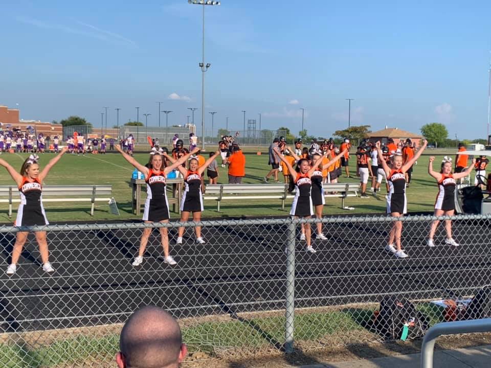 infinity_003's tweet photo. First JV football game of the season and these girls rocked the sideline! #TigerCheer #cisdtigers https://t.co/UgrmHd0VTv