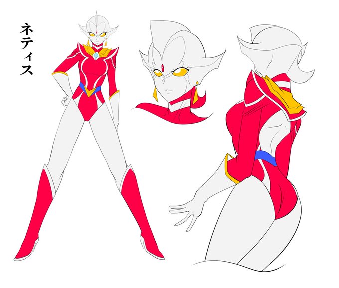 銀河の女神 設定画
ネティスたちの立ち絵を改めて書き直しました。

プラムスが地球を守護する女神の中で最も最年長でネェルが最も未熟。
女神の位は胸の金の装飾やベルトの装飾であらわされる。
また、女神の年齢によってボディスーツのハイレグ具合が変わる。

#巨大ヒロイン 