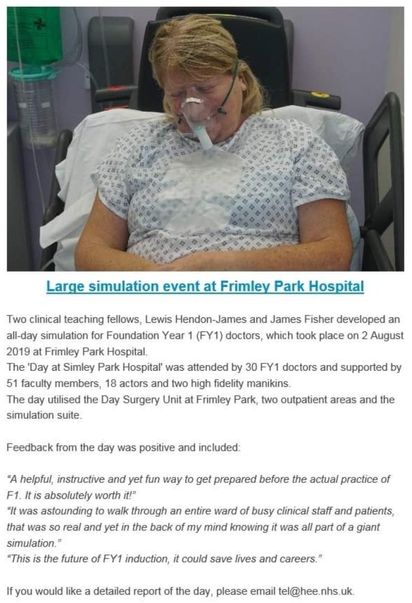 DrLewis91's tweet photo. The #SimleyPark #InductionThroughSimulation event on the @HEE_TEL newsletter! 
To get a copy of the full report please email tel@hee.nhs.uk @FrimleyHealth @FhftMedical   @clinedFHFT @FHFTDaRT @frimley_ctfs @quest_sim #meded #medtwitter #simulation #TipsForNewDocs https://t.co/v5qNhUEL5A
