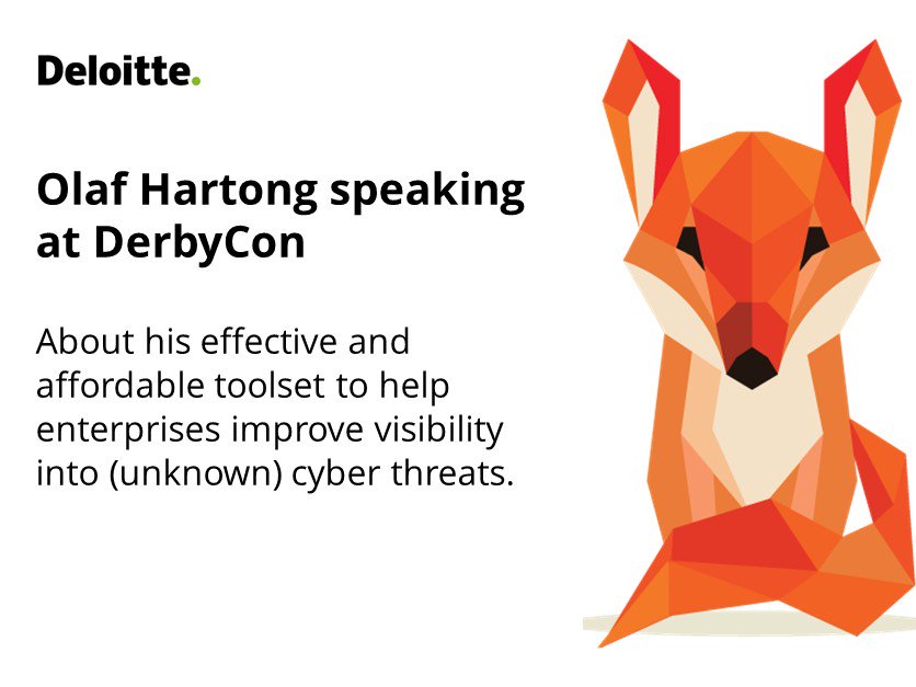 jelle_n's tweet photo. Our very own @olafhartong will be speaking at @DerbyCon this weekend - if you are there, do check out his talk on "Endpoint Detection Super Powers on the cheap, with Sysmon". https://t.co/qsmc0gd6kH