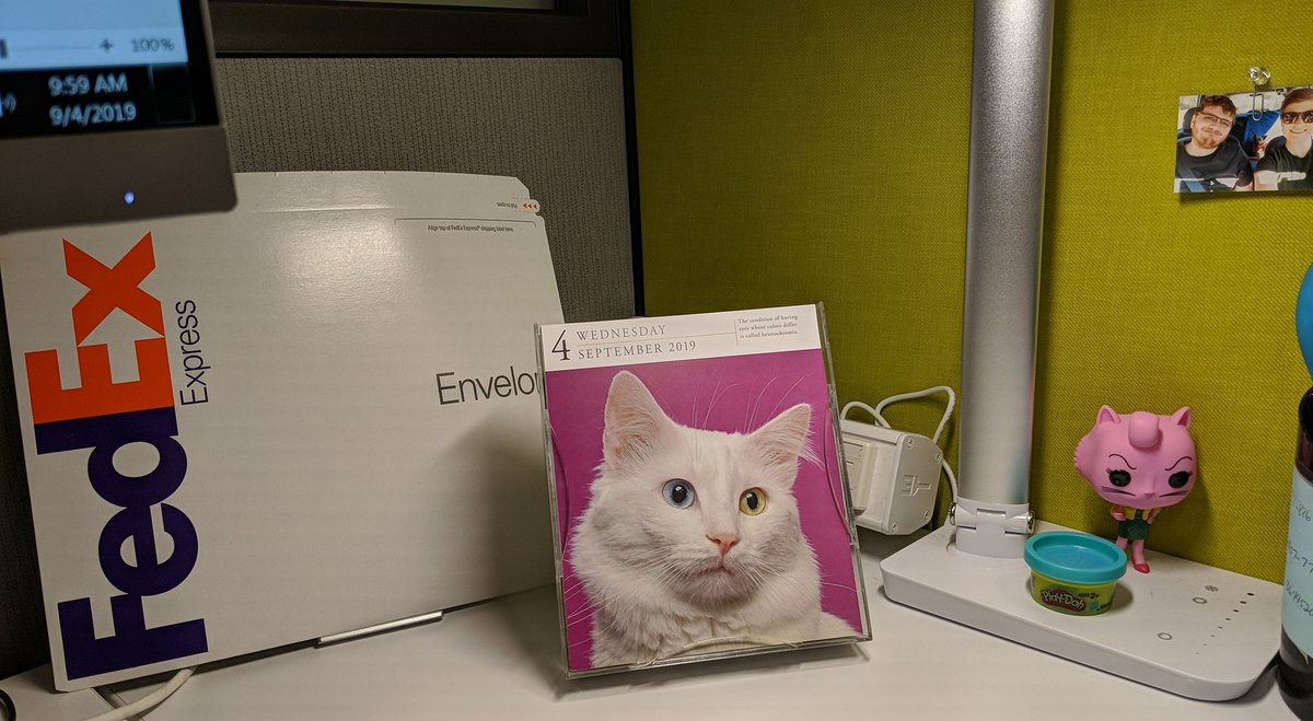 amzbailey's tweet image. I'm ready for someone to ask me why I have an empty FedEx envelope on display at my desk so that I may share the Good News. Please sign here 💜🧡 #cultofjon #MB18