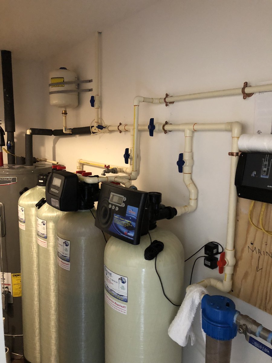 N_W_S_C's tweet photo. #Watertreatment #installation of 2 #Carbon Tanks for the #removal of cancerous #radon found in #water in Dayton, #Maryland. The previous equipment included a #WaterSoftener for #hardwater, an #AcidNeutralizer for #pH Control,a #Sediment #Filter & a #Constant #WaterPressure System https://t.co/R1mGOJIQMA