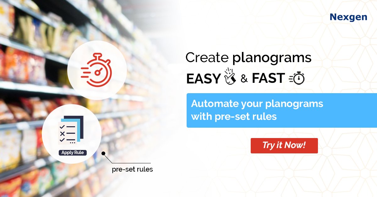 nexgen_us's tweet image. Are you ready to respond to swiftly changing market trends? Use smart planogram techniques such as brand blocking to create planogram based on rules.

#planogram #planogramautomation

nexgenus.com/products/plano…