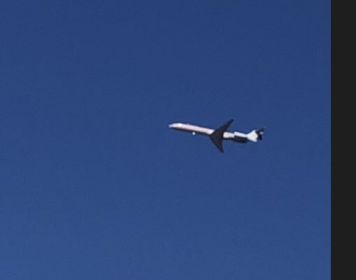 GrantJNBC5's tweet photo. The end of an era. The last MD-80 flight for @AmericanAir just took off. It flew over the station on its way to Chicago. @DFWAirport @NBCDFW  #AA80. https://t.co/GIlmzSD5tN