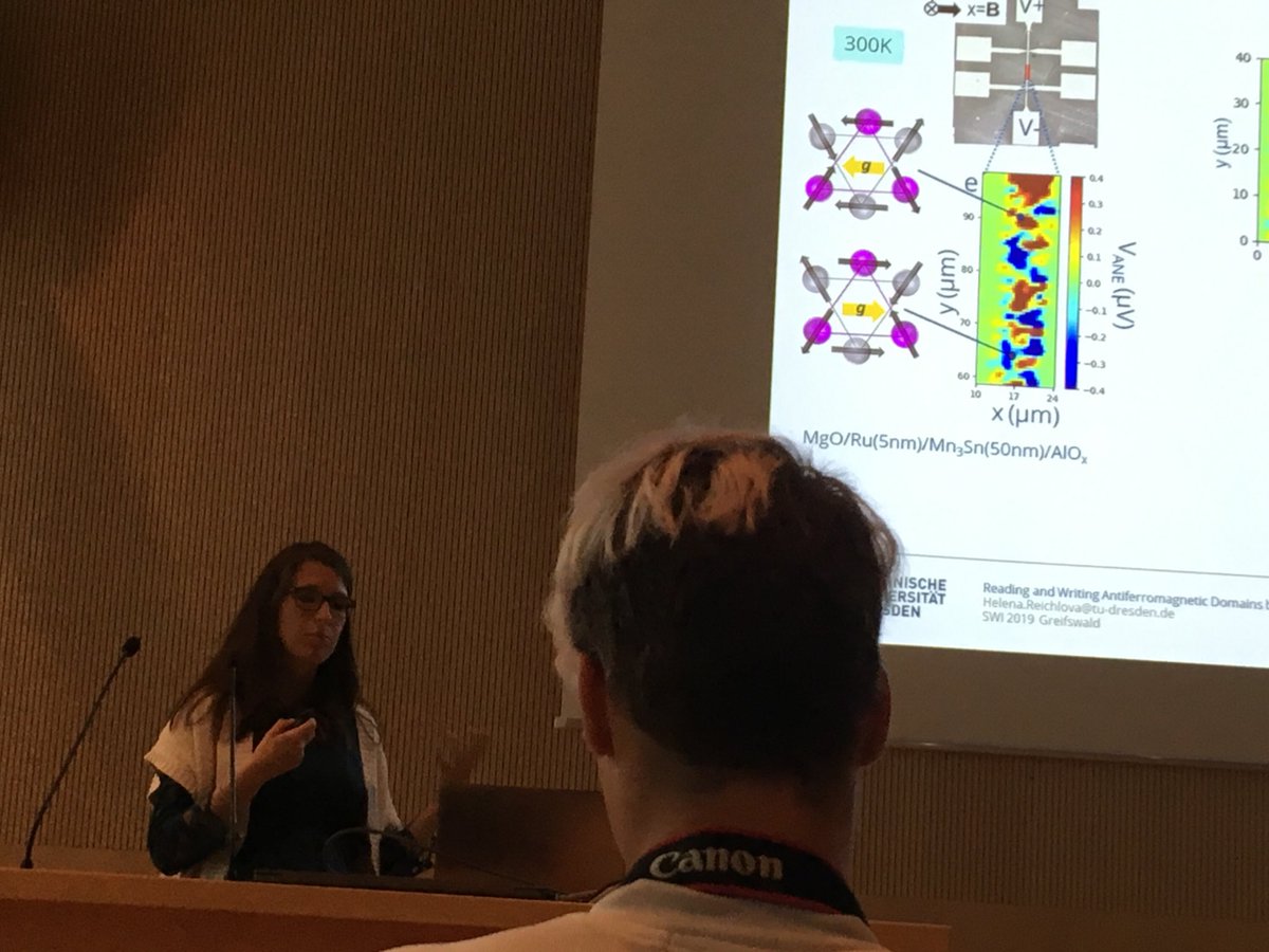 spintronicsHGW's tweet image. Good mix - theory and experiments. #Hall afternoon session. From Mainz, Prague and Dresden, by Libor, Eva and Helena: #Nernst Imaging, #SpinHall  #Antiferromagnets. #SWI2019 #KruppKolleg #Greifswald.