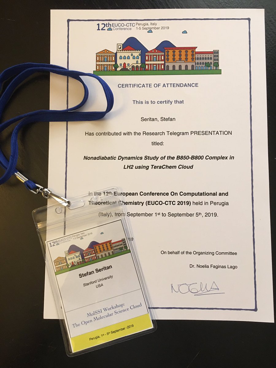 Thanks to <a href="/MolSSI_NSF/">MolSSI</a> for sending me to <a href="/ECtc2019/">EUCO-CTC2019</a> where I presented my recent work with TeraChem Cloud!