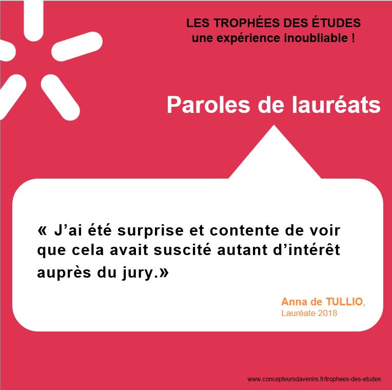 TropheesEtudes's tweet photo. #TropheesEtudes2019 –Paroles de lauréats– « J’ai été surprise et contente de voir que cela avait suscité autant d’intérêt auprès du jury. » A. de Tullio, lauréate 2018. Infos sur ce #concours #etudiant >> https://t.co/fvLO80mtSs 
Avec @ConseilSyntec https://t.co/9hrcPdWFWk