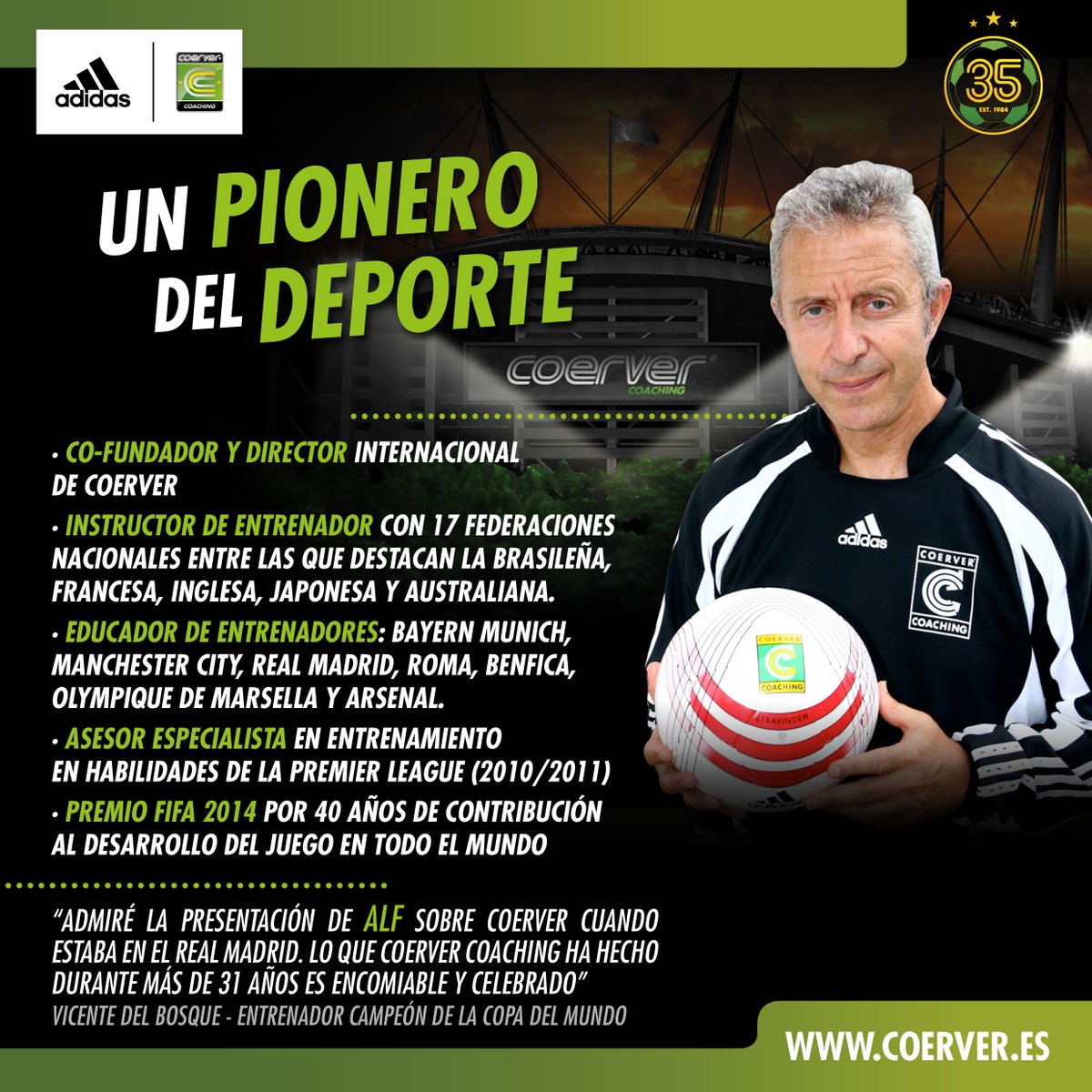 CoerverSpain's tweet image. Con una carrera llena de éxitos, Alf Galustian, aclamado por los entrenadores de los mejores clubes, estará con nosotros este fin de semana impartiendo por primera vez el YD2 en nuestro país. ¡No te lo puedes perder! #Coerver #MétodoCoerver #CoerverSpain #CoerverEspaña