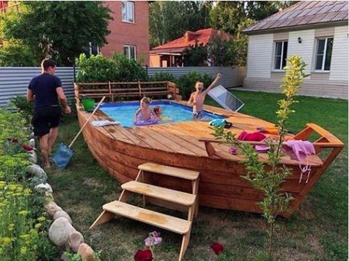 PoolProductscom's tweet photo. Boat Pool - fun idea for small abg pool! https://t.co/qnNZVZ7W4F